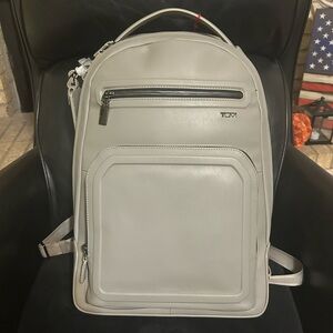 TUMI Limestone Backpack Warren Harrison Leather w/ Laptop Insert